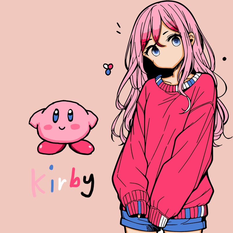 manga teen girl  in a sweater and baggy pants