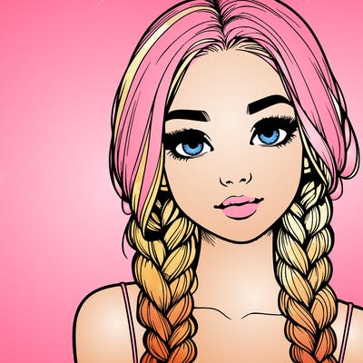 realistic girl with braids