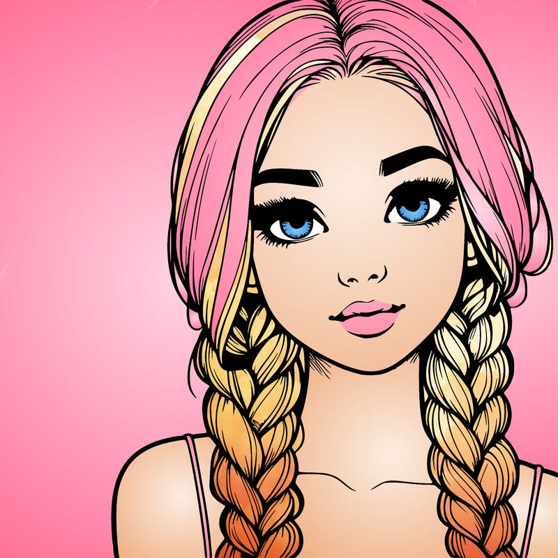 realistic girl with braids