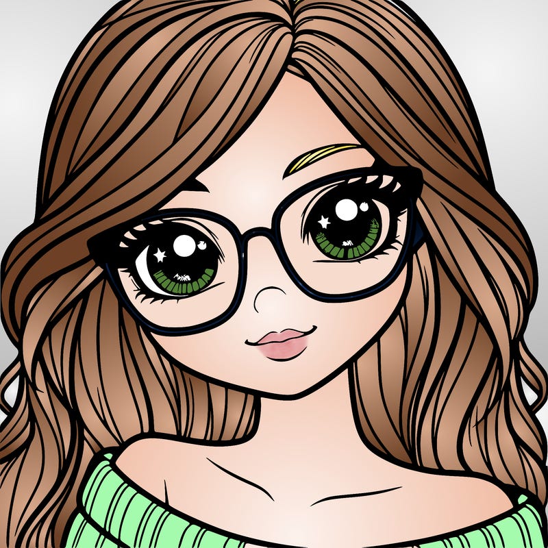 girl with beautiful eyes, hair, and glasses