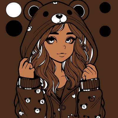 realistic girl in a animal pjs hoodie