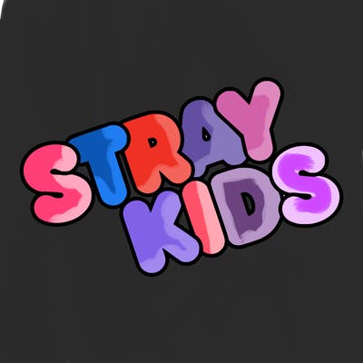 bubble letters saying stray kids