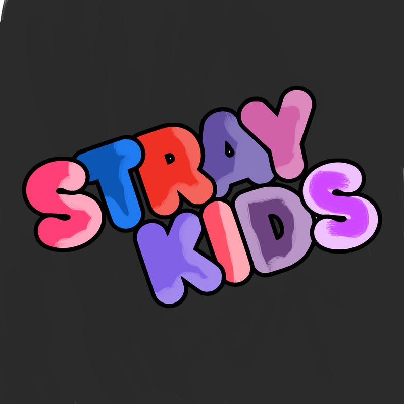 bubble letters saying stray kids