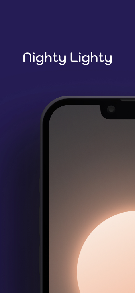 Nighty Lighty: Dim Flashlight - Nighty Lighty app interface showing a warm glowing light on an iPhone screen