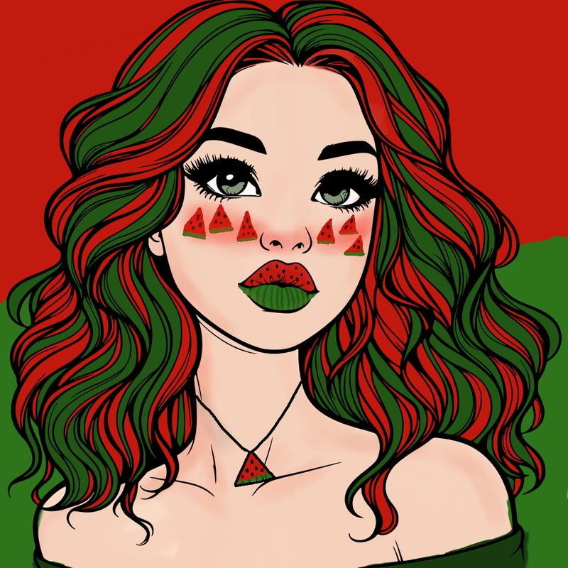 realistic girl with wavy hair and lips