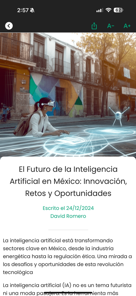 Articulo de la app Observador sobre el futuro de la inteligencia artificial en Mexico