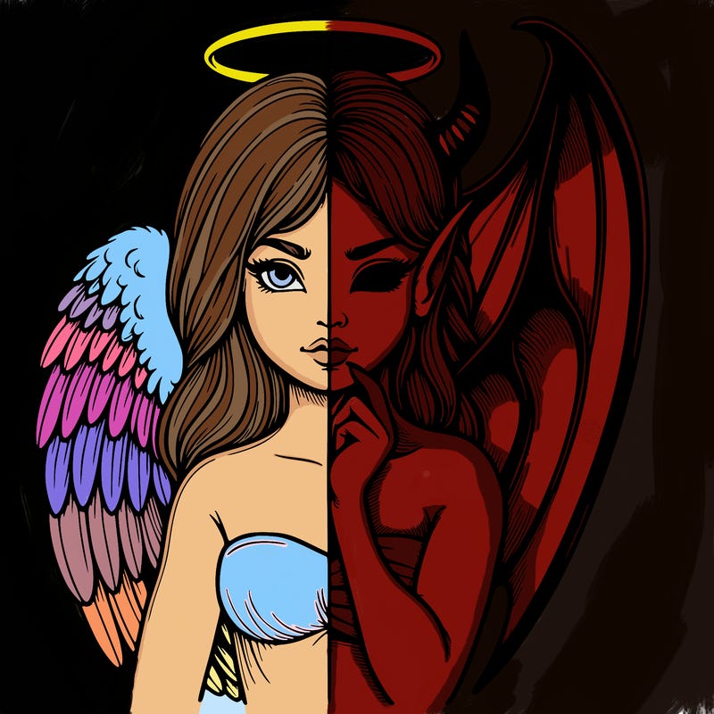 realistic angel half demon