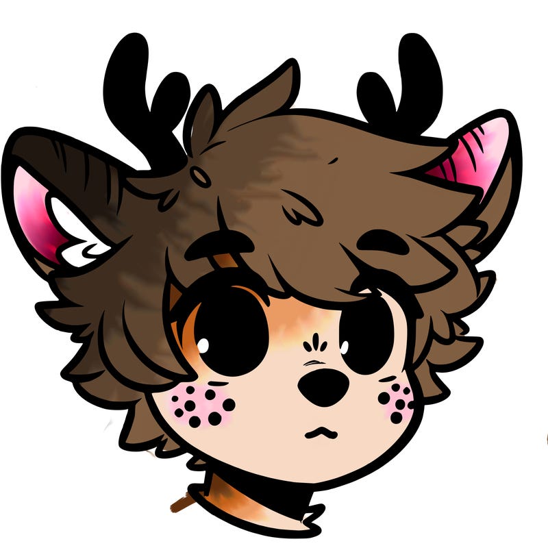 a humanoid deer with soft fluffy ears