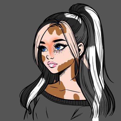 realistic girl with a high ponytail