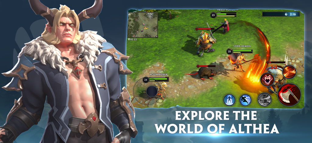 World Eternal Online - A gameplay screenshot of World Eternal Online showing a powerful hero and real-time combat in the world of Althea.