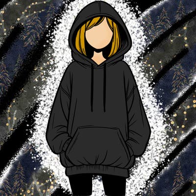 realistic girl with oversized hoodie and leggings