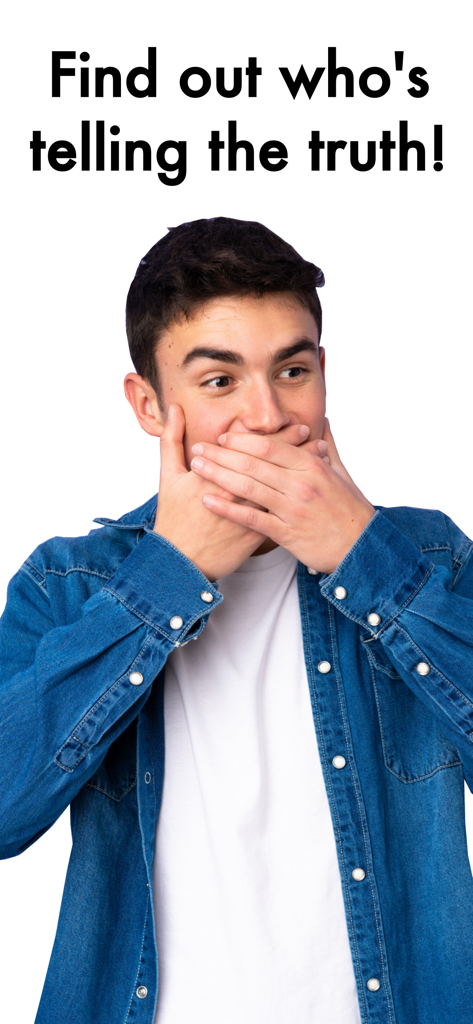 Lie Detector Test - Um adolescente cobrindo a boca sob o texto descubra quem está dizendo a verdade