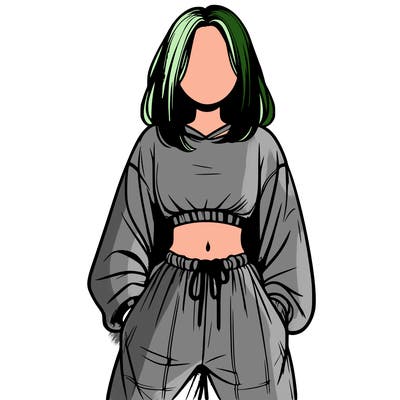 realistic girl faceless with baggy pants and a crop top