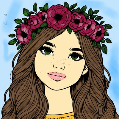 realistic girl with flower crown