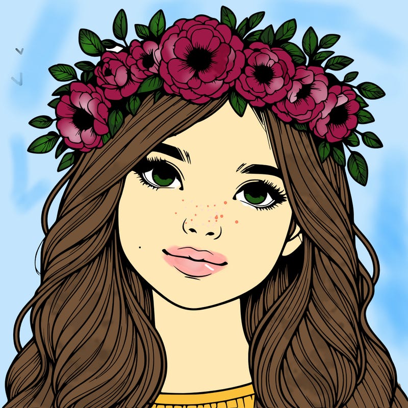 realistic girl with flower crown