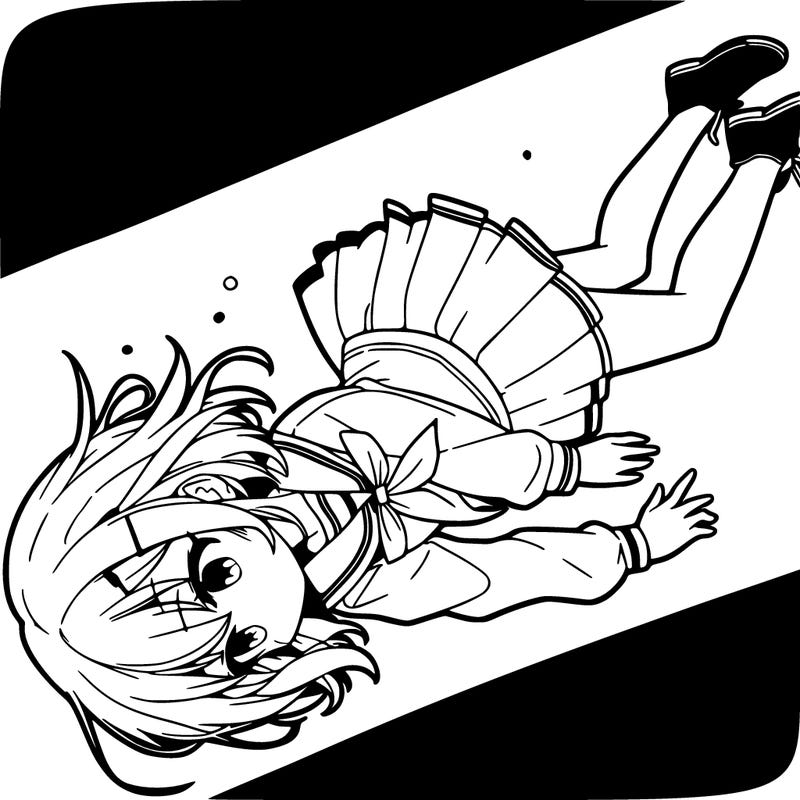 anime girl falling cutely