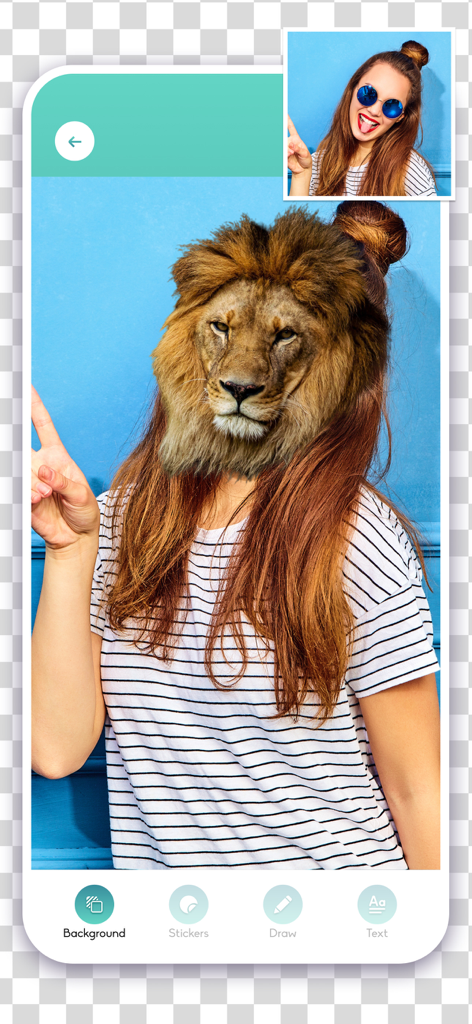 Cut and paste - Stickers maker - A woman with a lion head created using the cut and paste stickers app