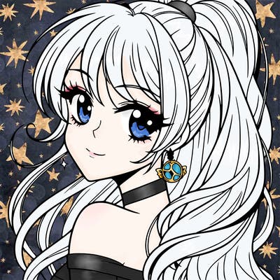 anime girl with glamorous ponytail