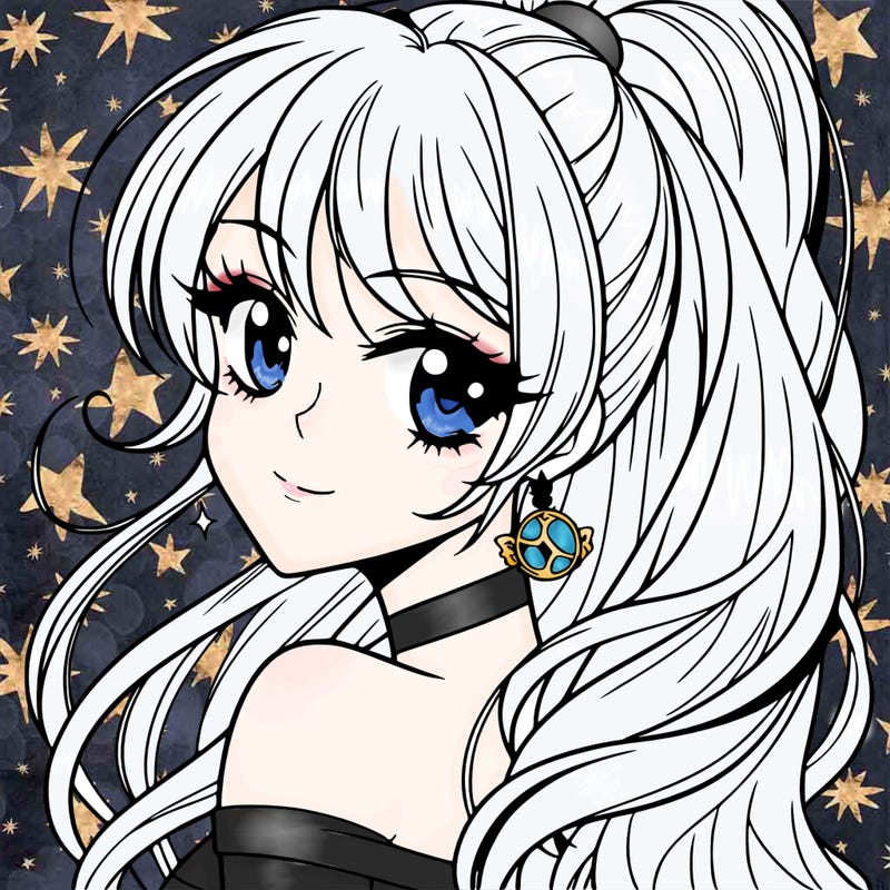 anime girl with glamorous ponytail