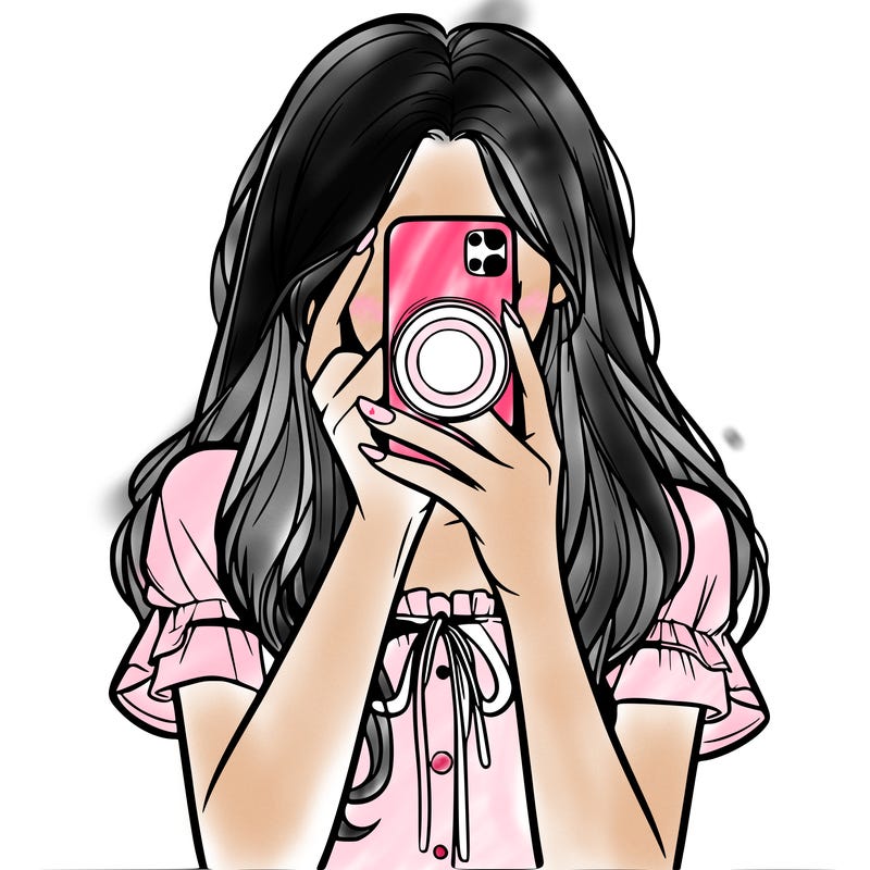 a realistic girl holding her phone taking pictures