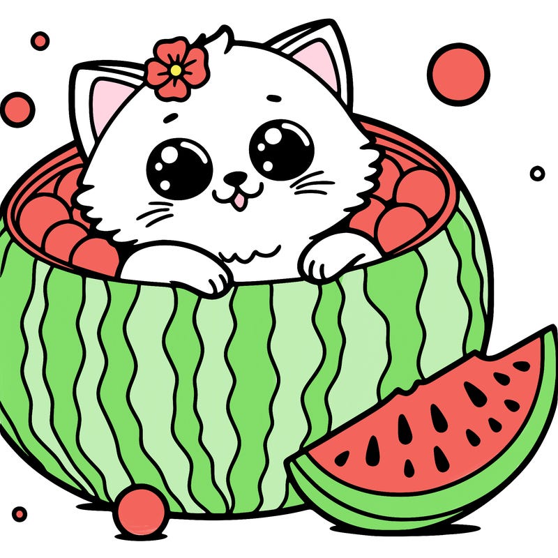 cat in a watermelon