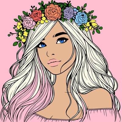 realistic girl with flower crown