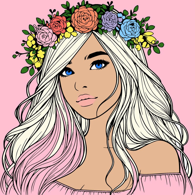 realistic girl with flower crown