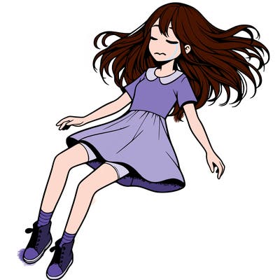 realistic girl floating