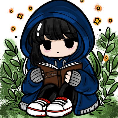 girl in oversized hoodie reading a book