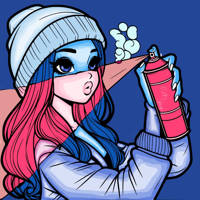 realistic girl spray painting