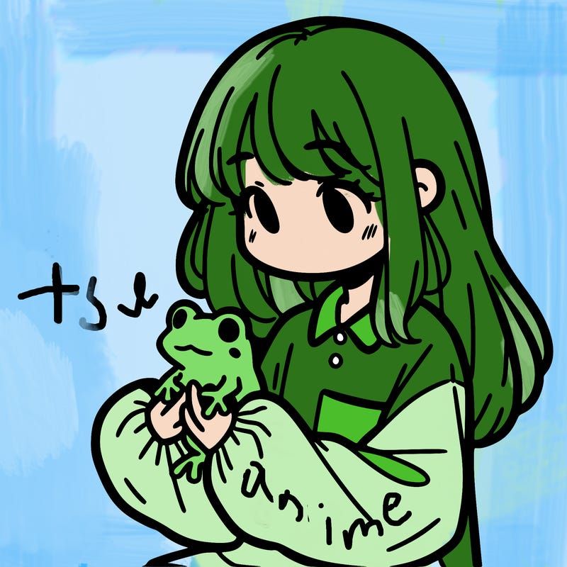 girl with long hair and a oversized shirt. and she is holding a frog