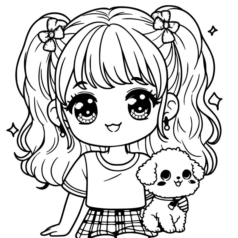 cute girl with tiny puppy