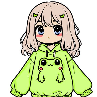 girl wearing frogging sweatshirt