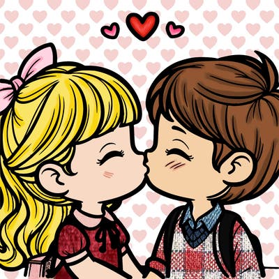 boy and girl kissing