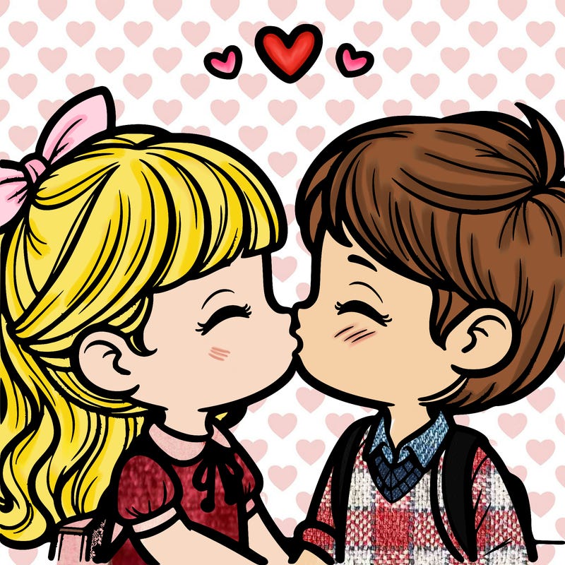 boy and girl kissing