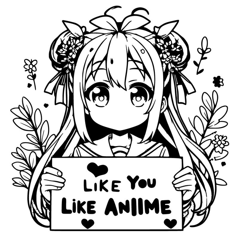 anime girl holding a sign saying like if you like anime
