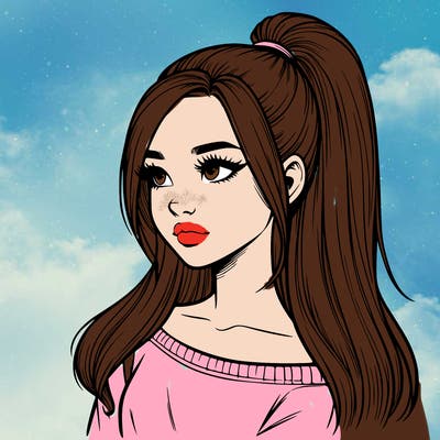 realistic girl with a high ponytail