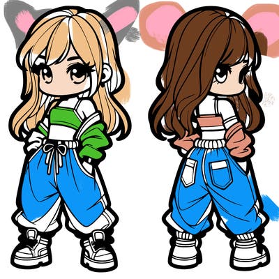 girl in crop top and baggy pants