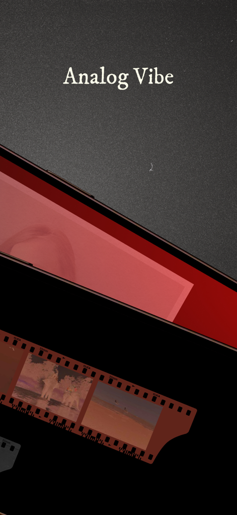 Clica - Authentic Film Camera - Analog vibe screen with vintage film strips in the Clica camera app