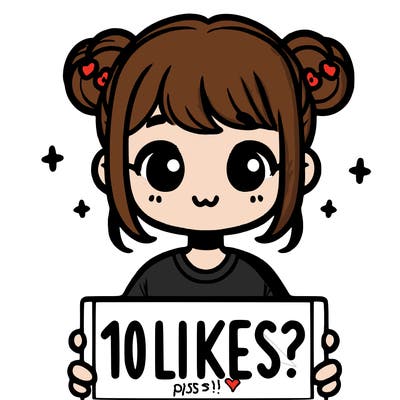 cute girl that is holding a sign that says 10 likes?