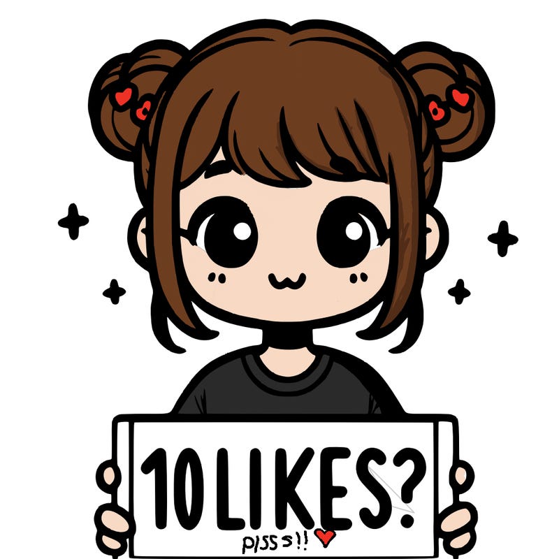 cute girl that is holding a sign that says 10 likes?