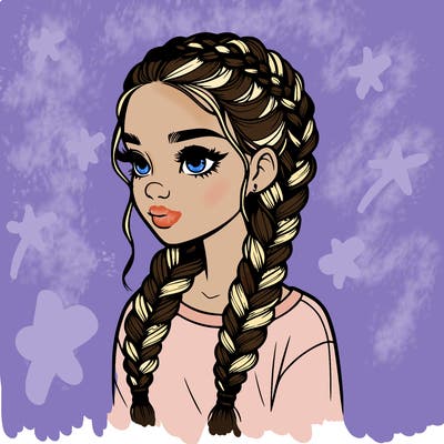 realistic girl with braids