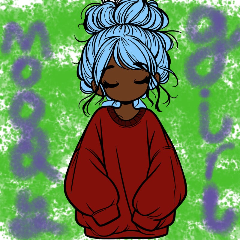 girl with baggy sweatshirt and messy bun