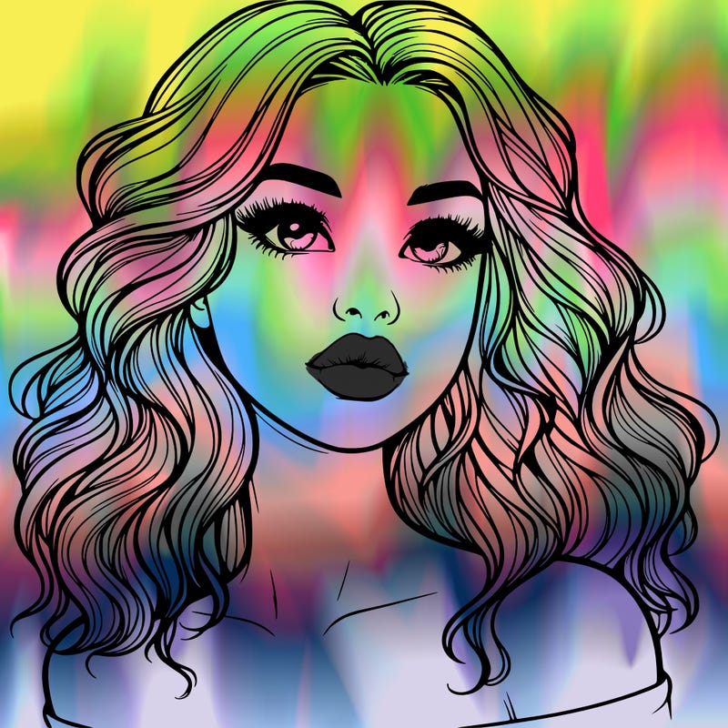 realistic girl with wavy hair and lips