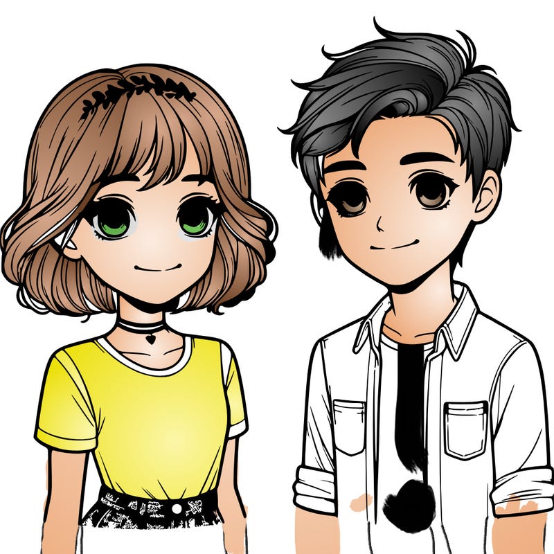 realistic girl and boy