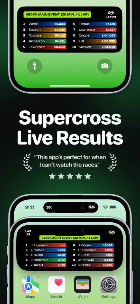 SMX Live for AMA Supercross - Supercross live results on iPhone widgets and dynamic island