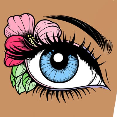 realistic eye with flower