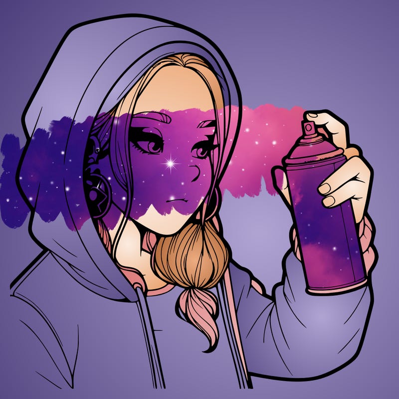 a realistic girl, spray painting