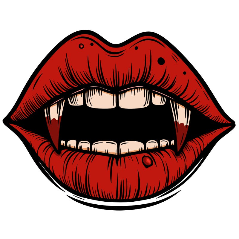 lips with vampire teeth