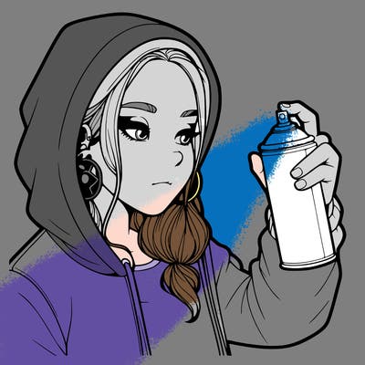 a realistic girl, spray painting